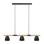 Nordlux Theo 3-Rail Colgante De Luz Metal y Madera Negro | Apta para 3x GU10