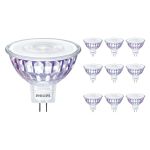 Multipack 10x Philips Master Value LED Foco GU5.3 MR16 7.5W 621lm 60D - 927 Luz muy Cálida | Mejor reproducción de color - Regulable - Reemplazo 50W