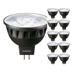 Multipack 10x Philips Master LED Foco GU5.3 MR16 7.5W 485lm 24D - 927 Luz muy Cálida | Mejor reproducción de color - Regulable - Reemplazo 50W