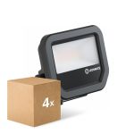 Multipack 4x Ledvance Proyector LED Aluminium Negro 8W 1100lm 100D - 830 Luz Cálida | IP66 - Simétrico