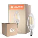 Multipack 6x Osram Classic LED E14 Vela Con Filamento Clara 5.5W 806lm - 827 Luz Muy Cálida | Regulable - Reemplazo 60W