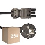 Multipack 25x Noxion GST-Compatible Cable de alimentación - Hembra + Schuko Europlug - Negro 5m - 3 pole 0.75mm2