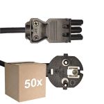 Multipack 50x Noxion GST-Compatible Cable de alimentación - Hembra + Schuko Europlug - Negro 1.5m - 3 pole 0.75mm2