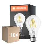 Multipack 10x Ledvance Classic Performance LED Bulbo B22d Pera con Filamento Clara 4W 470lm - 827 Luz muy Cálida | Reemplazo 40W
