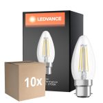 Multipack 10x Ledvance Classic Performance LED Bulbo B22d Vela con Filamento Clara 4W 470lm - 827 Luz muy Cálida | Reemplazo 40W