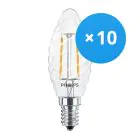 Multipack 10x Philips Corepro LED Vela E14 Retorcida Vela con Filamento Clara 2W 250lm - 827 Luz muy Cálida | Reemplazo 25W