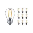 Multipack 10x Philips Master Value LED Lustre E27 Esférica con Filamento Clara 3.4W 470lm - 927 Luz muy Cálida | Mejor reproducción de color - Regulable - Reemplazo 40W