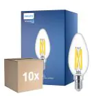 Multipack 10x Philips MASTER LED E14 Vela Con Filamento Clara 5.9W 806lm - 922-927 Dim To Warm | Mejor Reproducción De Color - Regulable - Reemplazo 60W