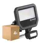 Multipack 4x Ledvance Proyector LED Aluminium Negro 17W 2400lm 100D - 840 Blanco Frio | IP65 - Sensor De Movimiento Y Luz - Simétrico
