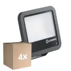 Multipack 4x Ledvance Proyector LED Aluminium Negro 69W 10000lm 100D - 840 Blanco Frio | IP66 - Sensor De Luz - Simétrico