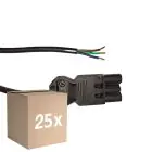 Multipack 25x Noxion GST - Compatible Cable de alimentación Negro - Macho + Extremos abiertos - 2m - 3 pole 0,75mm2