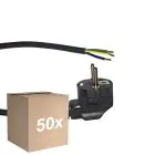 Multipack 50x Noxion Cable De Alimentación de alimentación Negro - Schuko Europlug + Extremos abiertos - 3m - 3 pole 0,75mm2