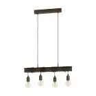 Eglo Colgante De Luz Townshend 4 Acero Marrón | IP20 - Apta para 4x E27 