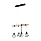 Eglo Colgante De Luz Townshend 5 Acero Madera Negro | IP20 - Apta para 4x E27 